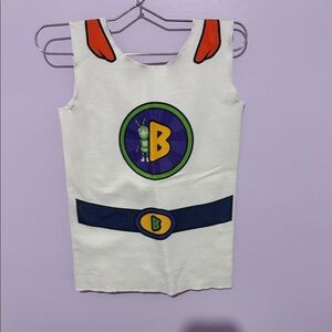 Kids Superhero Costume with Emblem - White and Black